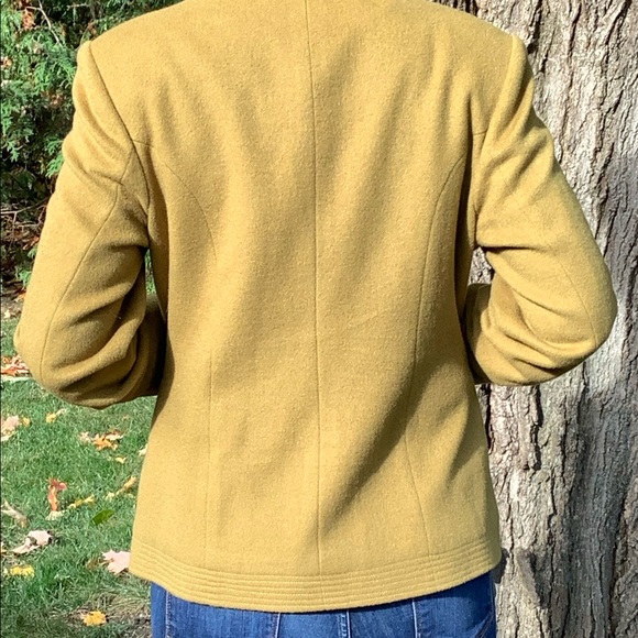 Olive green wool blend Fall coat - Picture 8 of 8